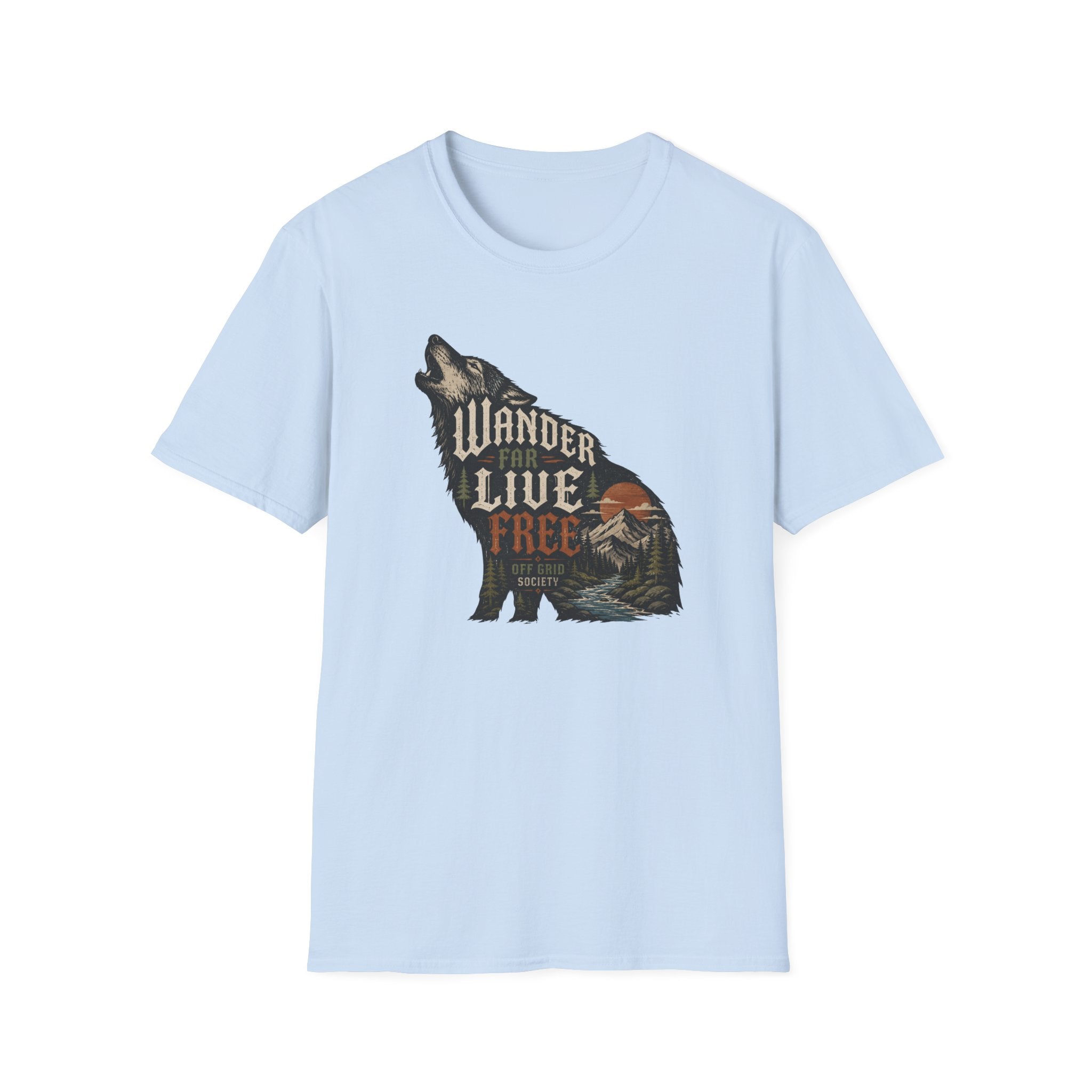 Wander Far Live Free Wolf T-Shirt