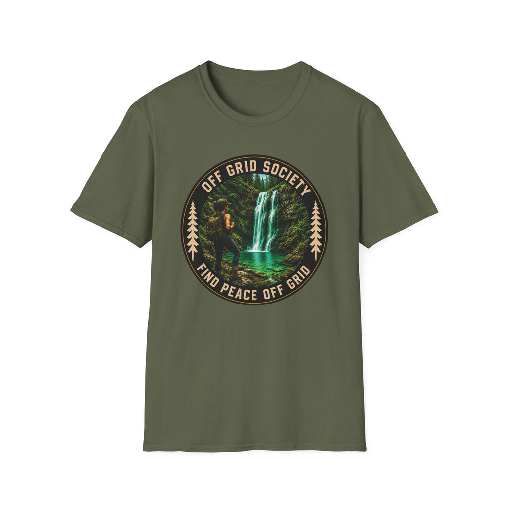 Find Peace Off Grid Waterfall T-Shirt