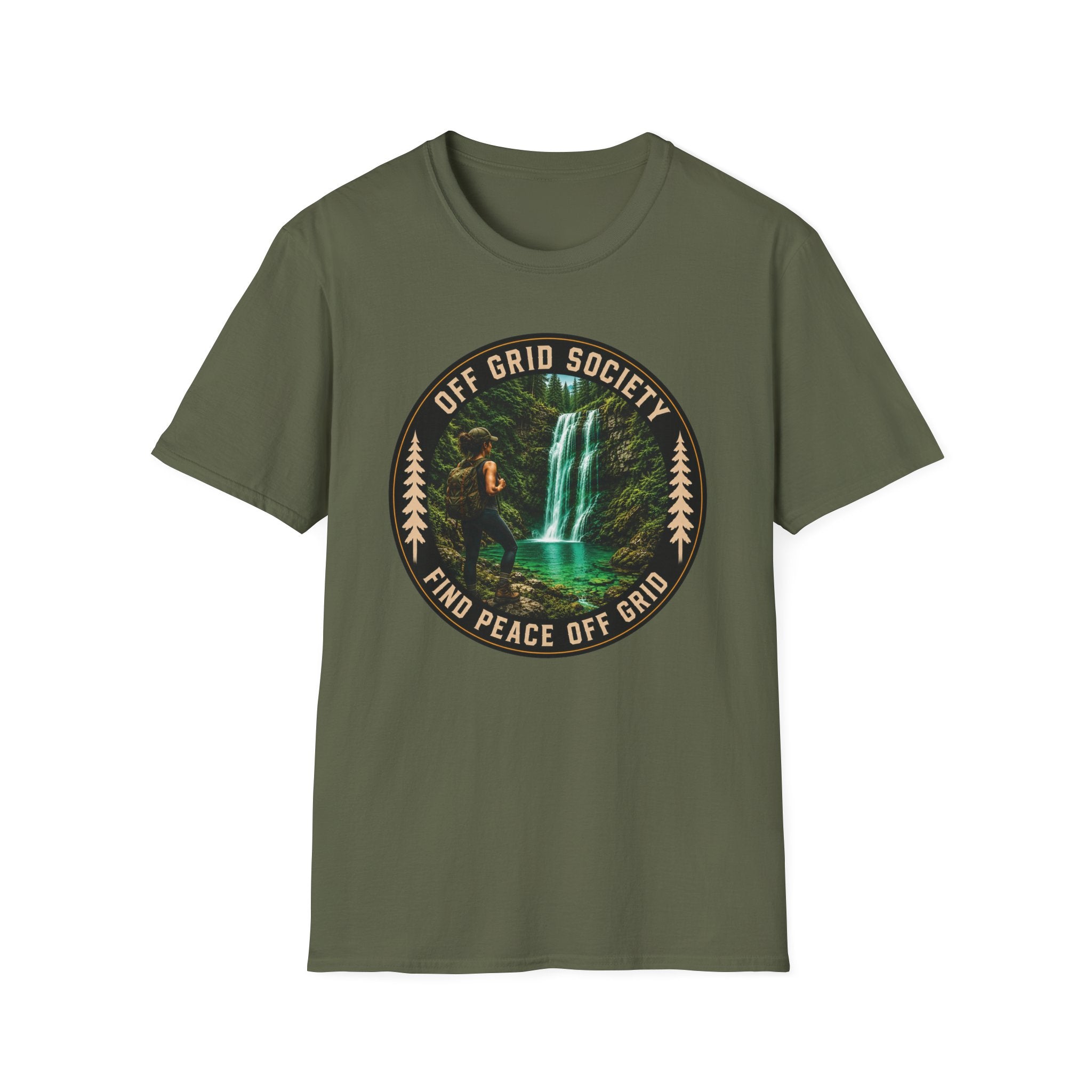 Find Peace Off Grid Waterfall T-Shirt