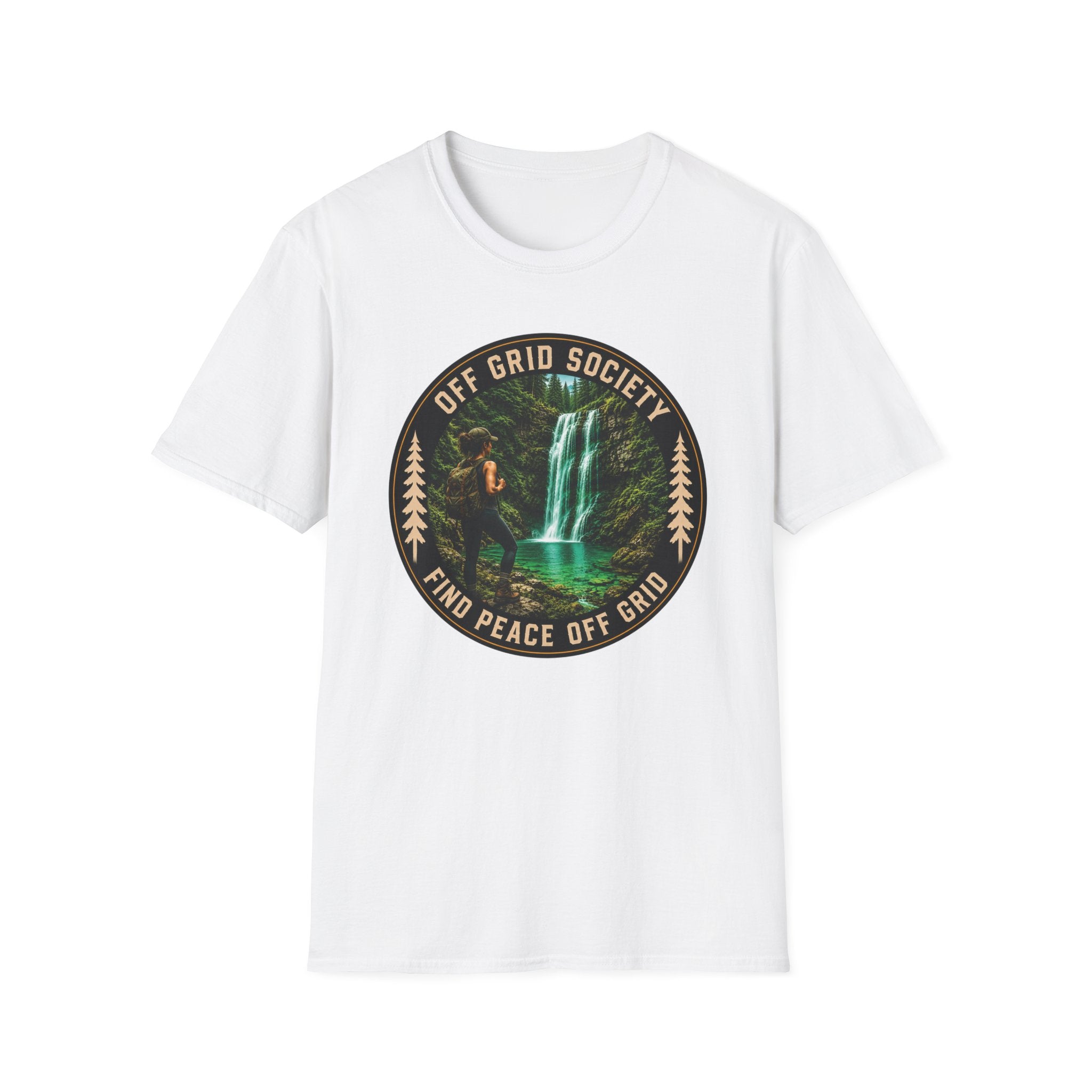Find Peace Off Grid Waterfall T-Shirt