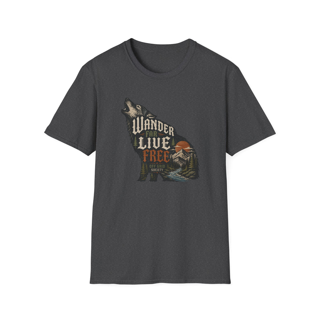 Wander Far Live Free Wolf T-Shirt