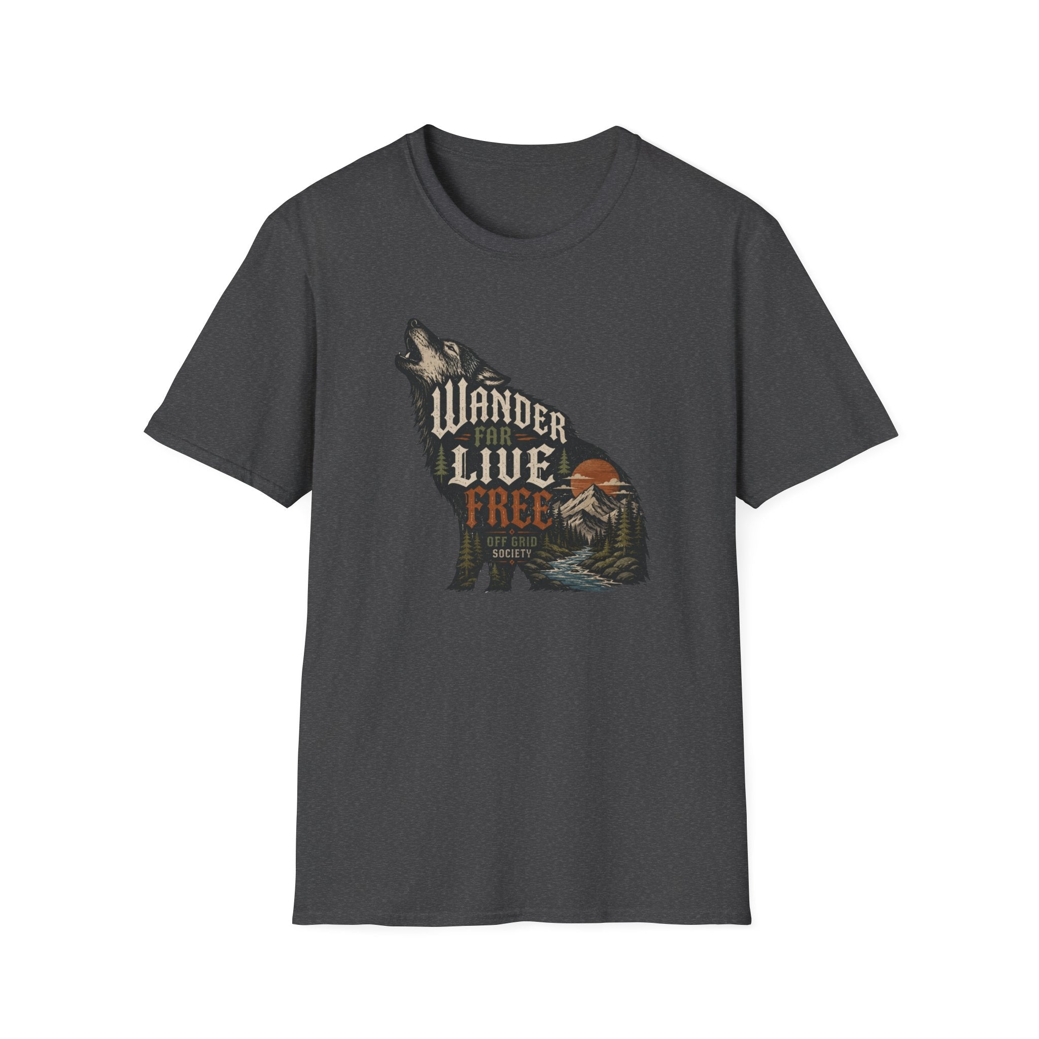 Wander Far Live Free Wolf T-Shirt