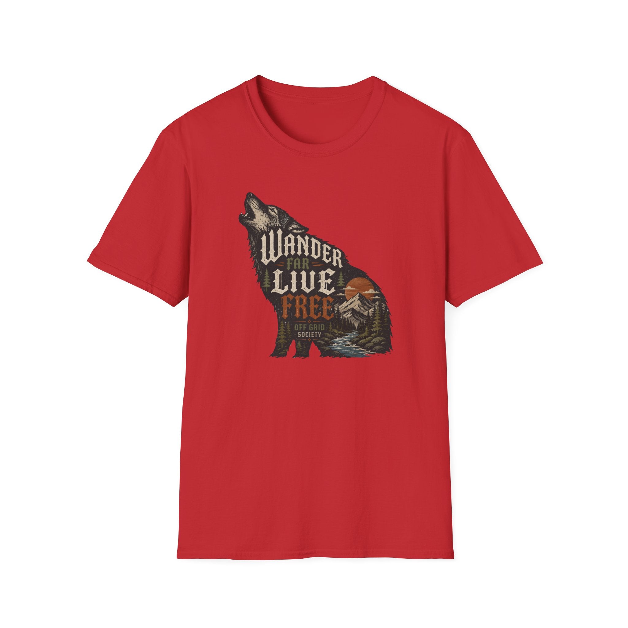 Wander Far Live Free Wolf T-Shirt