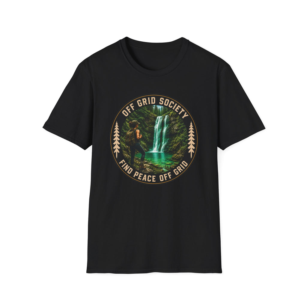 Find Peace Off Grid Waterfall T-Shirt