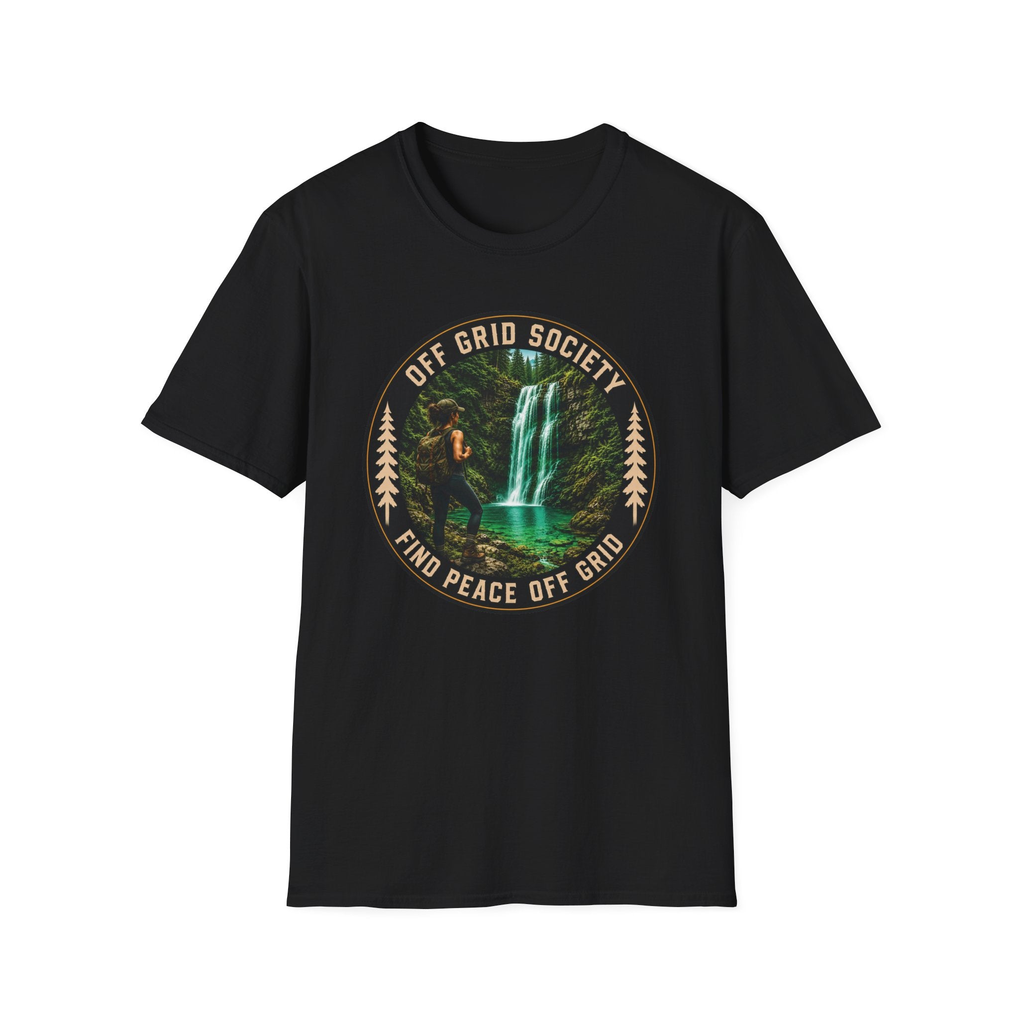 Find Peace Off Grid Waterfall T-Shirt