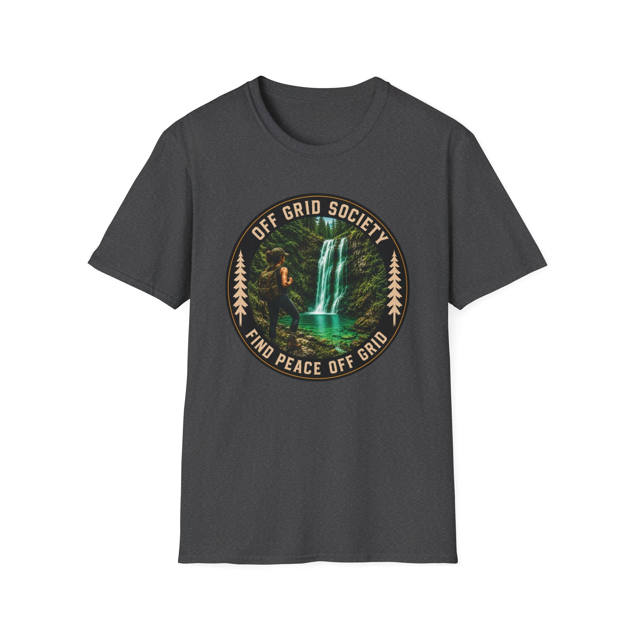 Find Peace Off Grid Waterfall T-Shirt