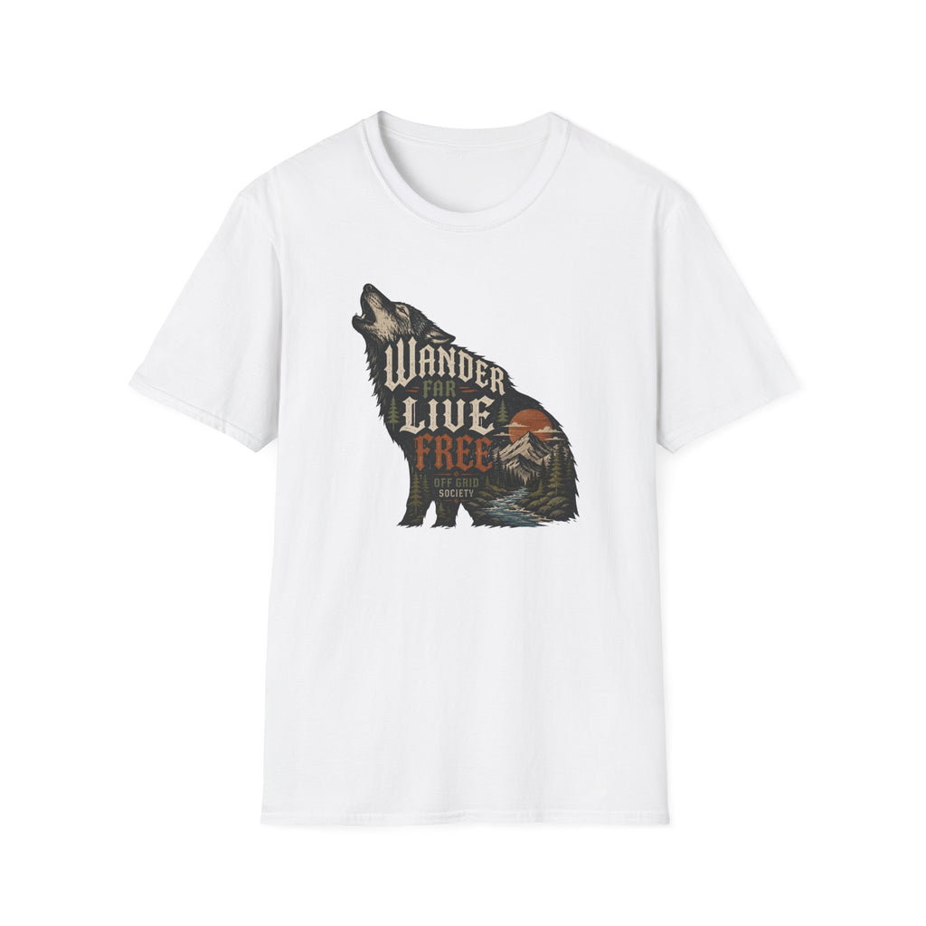 Wander Far Live Free Wolf T-Shirt