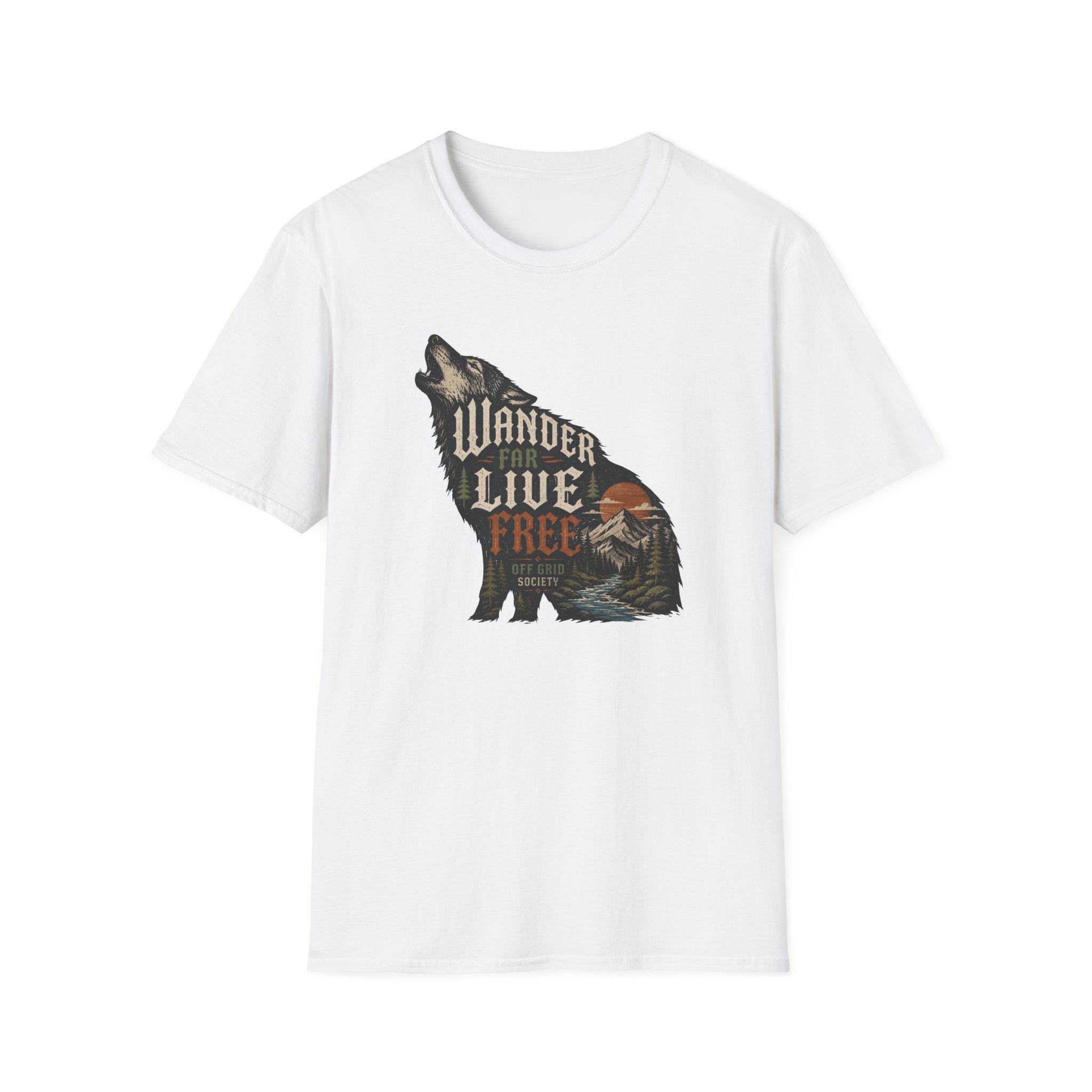 Wander Far Live Free Wolf T-Shirt