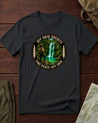 Find Peace Off Grid Waterfall T-Shirt