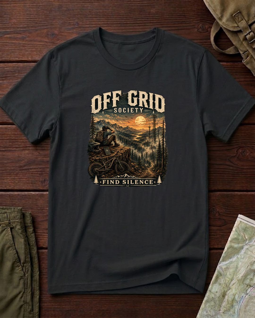 Find Silence Biker Sunset T-Shirt