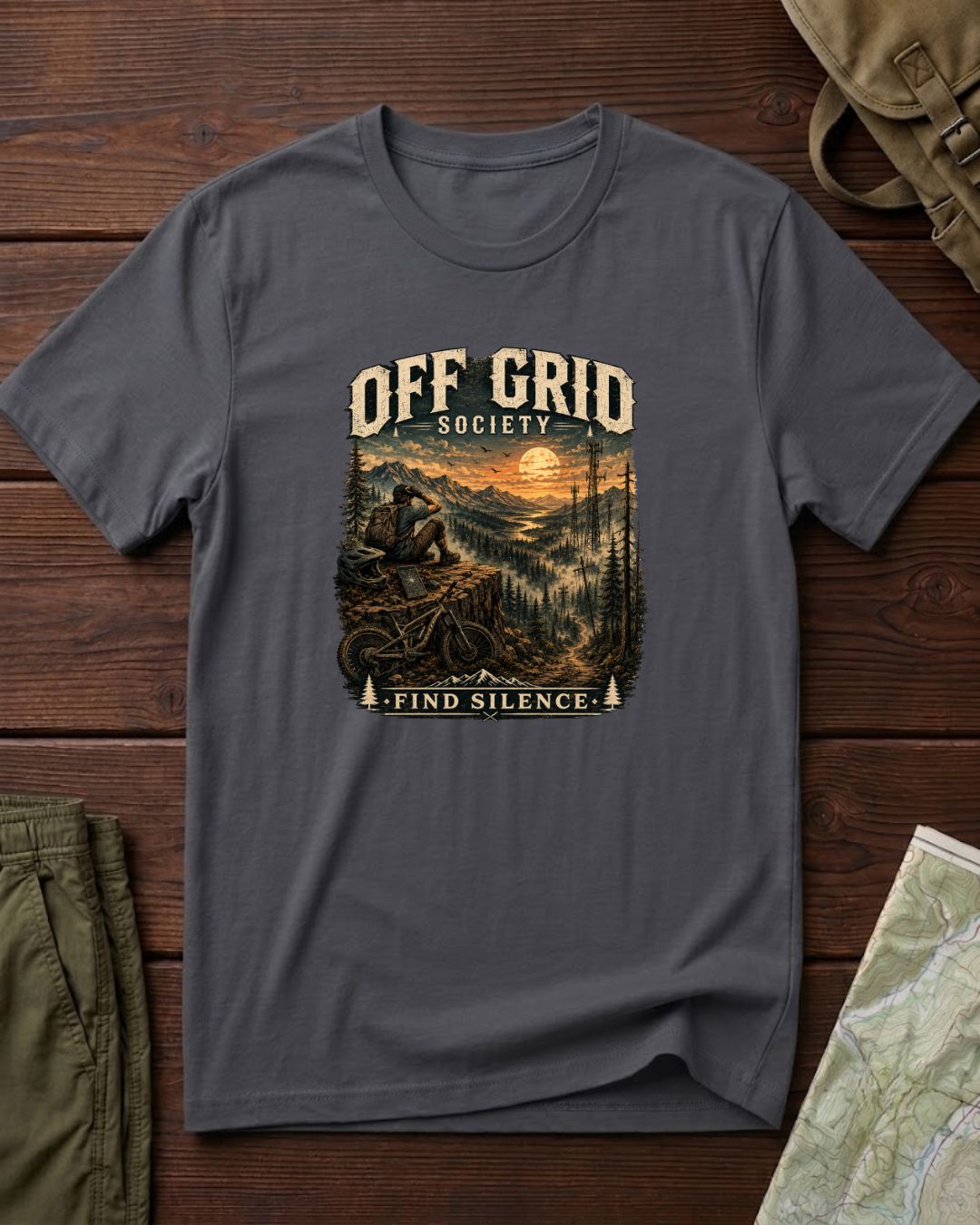 Find Silence Biker Sunset T-Shirt