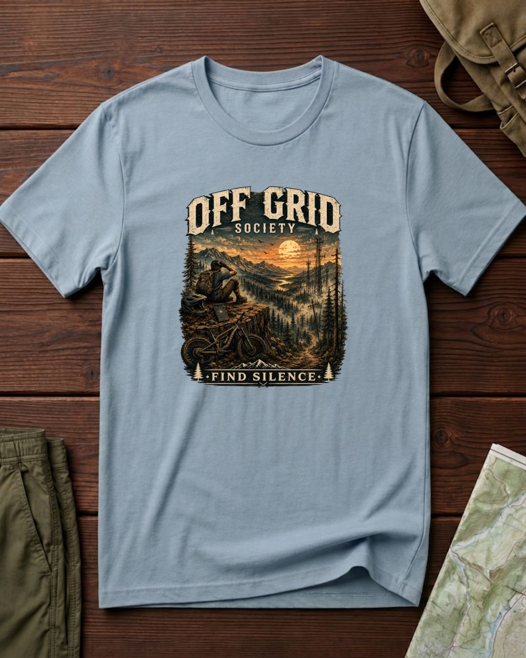 Find Silence Biker Sunset T-Shirt