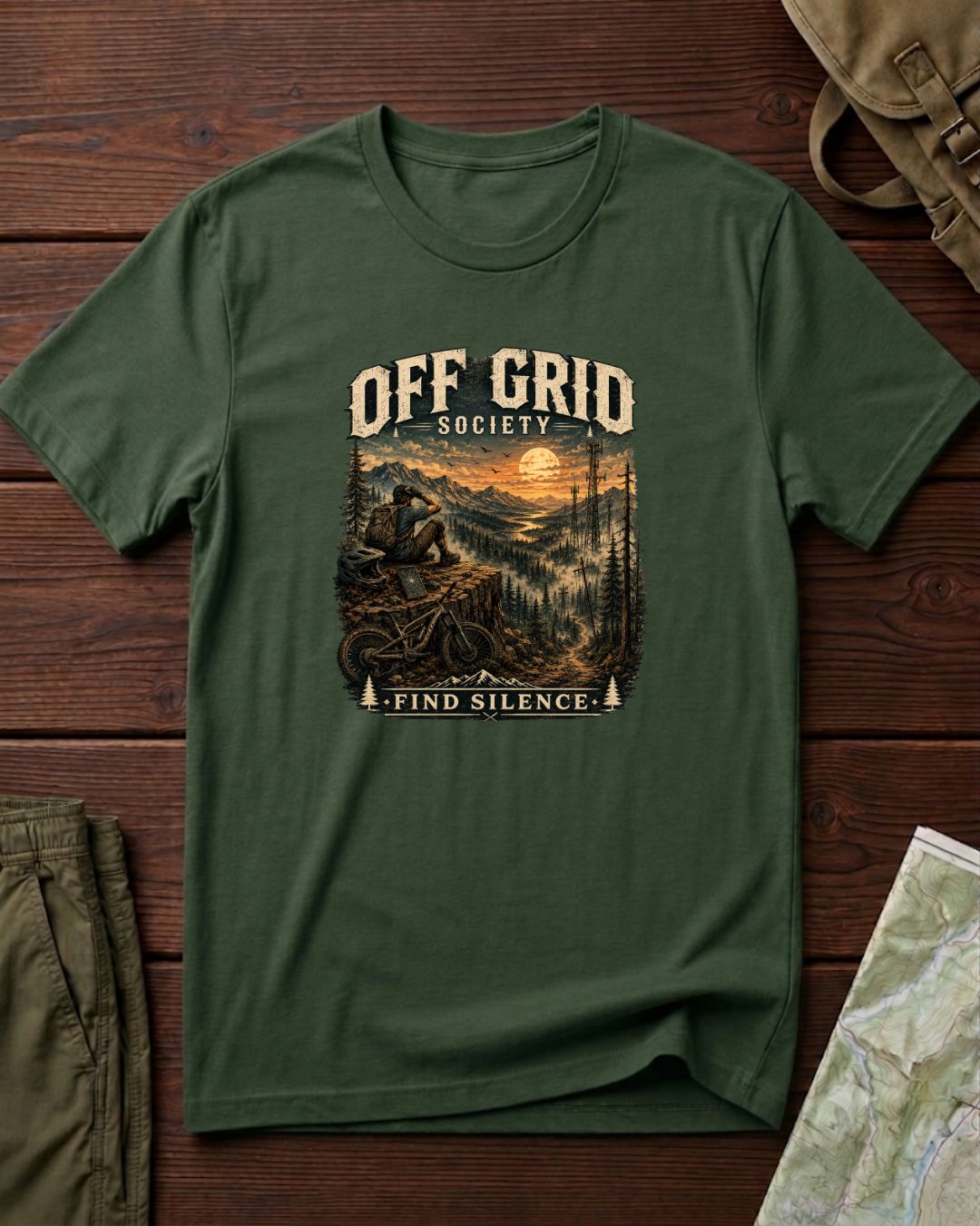 Find Silence Biker Sunset T-Shirt