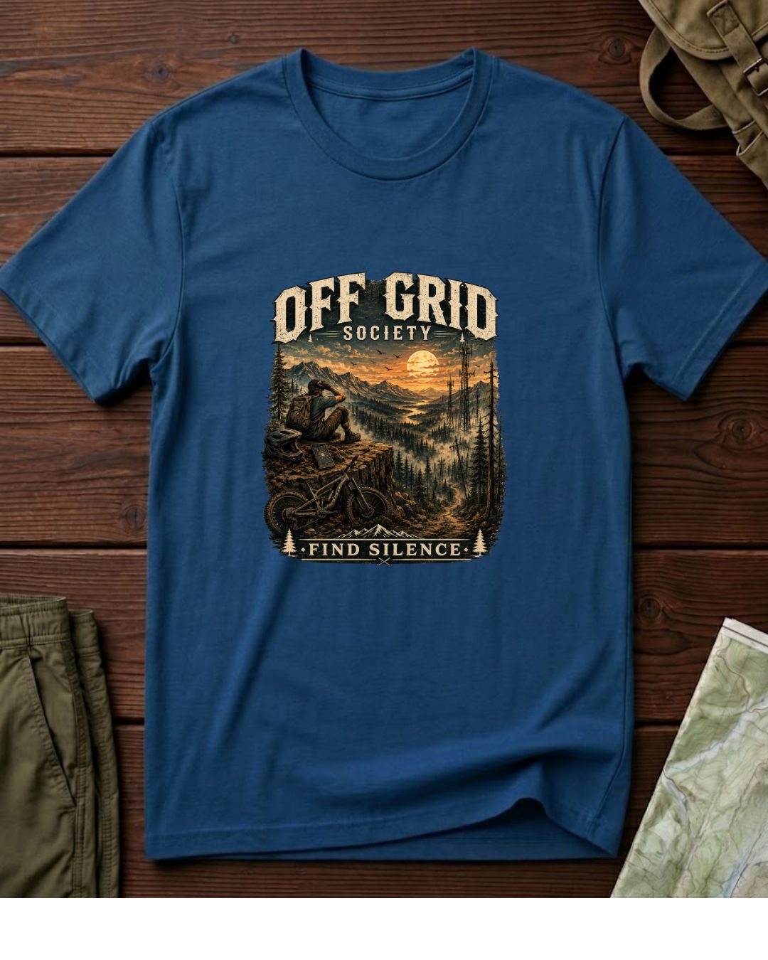 Find Silence Biker Sunset T-Shirt