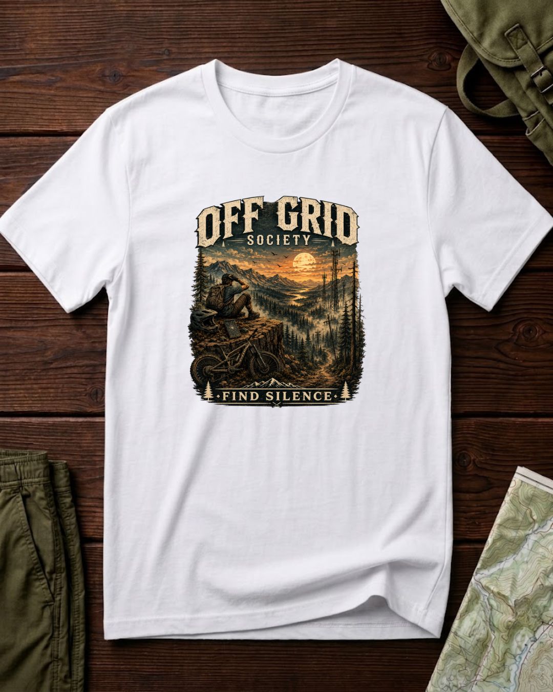 Find Silence Biker Sunset T-Shirt